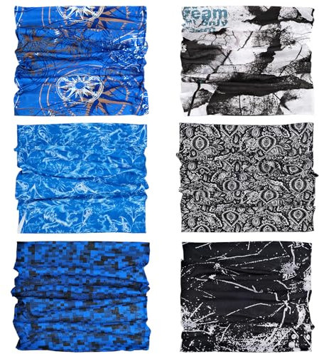 Multifunctional Snoods for Men 6 PCS Neck Warmers Men Cycling Snoods for Men Neck Gaiter Bandana Elastic Tube Magic Headwear for Cycling Hiking Running Yoga Birthday Gift Christmas Gifts For Men