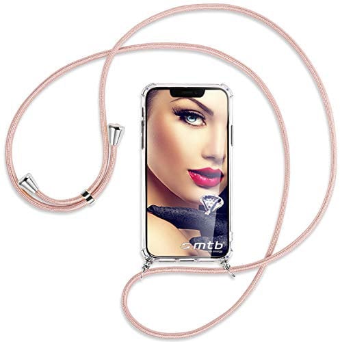 mtb more energy® Handykette kompatibel mit Xiaomi Redmi Note 13 5G - roségoldfarbene Ösen - Smartphone Hülle zum Umhängen - Anti Shock Full TPU Case