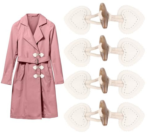 Hochwertige Leder Knebelverschlüsse - 4 Paar Beige Kunstleder Knöpfe, Harzknöpfe für Jacken, Mäntel, und DIY Kleidung - Modisches Design mit Seildetail