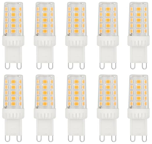 HUAMu G9 LED Lampen Warmweiß, 5W, 500LM, 3000K, Ersatz für 50W Halogenlampe, G9 LED Leuchtmittel, Nicht dimmbar, Kein Flimmern, 360° Abstrahlwinkel, AC 220-240V, Energiesparende Glühbirne-10 Stück