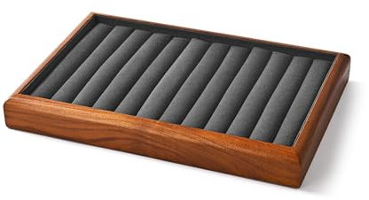 Oirlv Plateaux à Bijoux en Bois Massif à Anneaux,Empilables,Organiseur de Bijoux,Présentoirs Bijoux(Gris foncé)