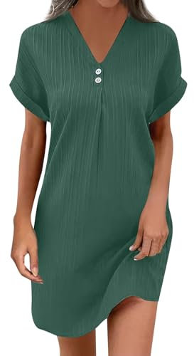 Robe Femme Chic Et Elegant, Robe Longue Femme De Plage Boheme Robes Mariage Tunique Robe Tee Shirt Femme Chic pour Mariage Dorée Lin Longue Grande Taille Dos (Vert,XL)