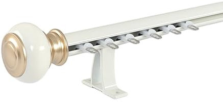 Leichte Luxus-Gardinenschiene, Raumteiler-Gardinenstange, Wandmontiertes Vorhangschienensystem Mit Leisen Rollen, Unsichtbaren Endkappen, Stilvoll Und Einfach(White-1,800cm/26.2ft(4 * 125cm))