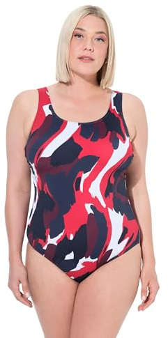 Ulla Popken Damen große Größen Übergrößen Plus Size Badeanzug Alice, Fleckenprint