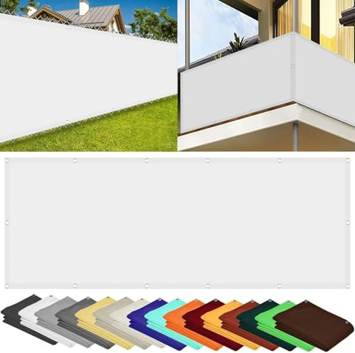 Brise Vue pour Balcon 180 x 240 cm Blocage des UV, Vent Protection Toile de Balcon Brise Vue Jardin Au Vent, Résistance à La Déchirure pour Balcon et Clôture Porches, Blanc