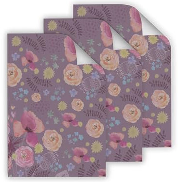 12 Geschenkpapier-Bögen hochwertige reißfeste Geschenkverpackung für Frauen Freundin magische Blumen violett lila für kleine Geschenke für Geburtstag Weihnachten (12 Bögen je A3-Format)