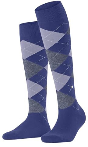 Burlington Damen Kniestrümpfe Queen W Kh Baumwolle lang gemustert 1 Paar, Blau Marine 6047, 36-41