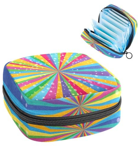 Borsa portaoggetti per assorbenti igienici, borsa per coppette mestruali, organizer per assorbenti mestruali, organizer per donne e ragazze, Happy Colorful Rainbow Diffusion