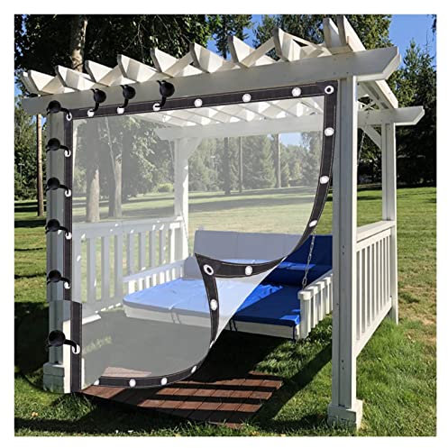 HEcSHENG Pannelli laterali impermeabili per pergola con occhielli, tende trasparenti da esterno per gazebo, giardino, telone in plastica resistente alle intemperie, personalizzabili
