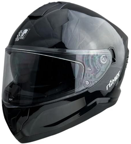 Römer Integralhelm RR20171 - Motorradhelm mit Sonnenvisier, schwarz glänzend, Gr. S