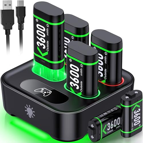 HEYLICOOL 6X4080mWh Rechargeable Battery Packs for Xbox Series X|S/Xbox One,Controller Battery Packs, Rechargeable Batteries with Charging Dock