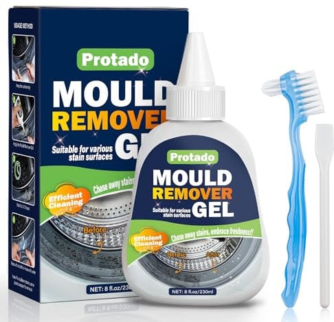 Protado Mould Remover Gel, Large Capacity Mold Remover, Effective Household Mold Mildew Cleaner, Mold Stain Remover Gel for Washing Machine Seal, Refrigerator Strips, Tiles, Sink, Kitchen(230ml)