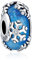 Famuan Blue Murano Glass Snowflake Charm 925 Sterling Silber Anhänger Armbänder Weihnachten Valentinstag Geburtstag Schmuck Geschenke für Familie Freunde Frauen
