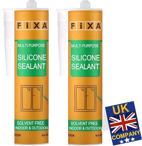 BONDIFY Waterproof Transparent Silicone Sealant, Clear Kitchen & Bathroom Silicone Anti Mould SOLVENT FREE 2 x 280g, Window Sealant, Ideal For Shower, Bath, Sink
