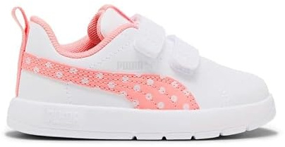 PUMA COURTFLEX V3 Dotty V PS Sneaker, White-Plum Jam-Light Moss, 21 EU