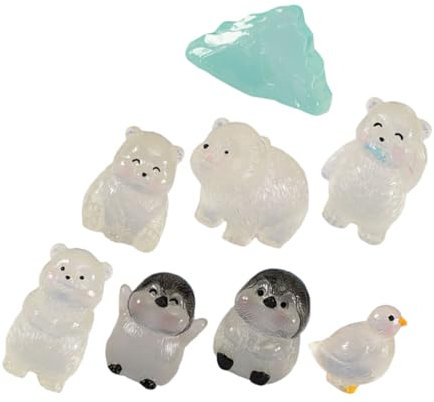 JOINPAYA 8 Pièces Statue d'animaux en résine Jardin Miniature Ornament résine Animal Lumineux Décor pelouse Décoration Paysage Miniature Figurines en résine Animal Miniature Petits Animaux