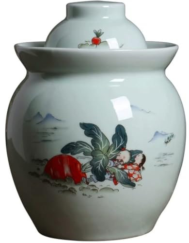 OZLMBERN Pickle Jar Household Earthenware Pickle Pickled Chinese Cabbage Pickle Jar Ceramic Old-fashioned Sealing Belt Cover