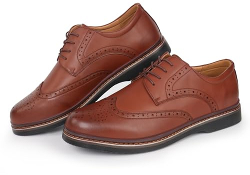 Hawkwell Zapatos Oxford Brogue para Hombre Tallas Grandes 47-51 EU, Marrón, Piel Sintética, Talla 49