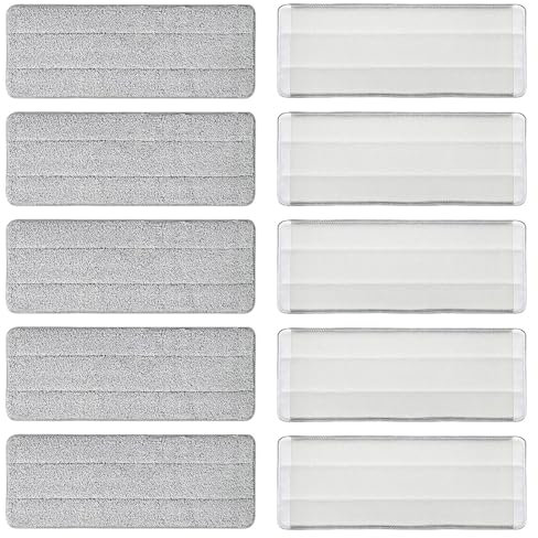 10 Pcs Microfibre Mop Pads, Microfiber Mop Pads Replacement Fit for All Spray Mops, Reusable Wet & Dry Refill Mop Cleaning Pads, Washable Flat Mop Pads for Most Floor Wall Office Home (Gray)