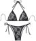GORGLITTER Bikini Damen Set Triangel String Bikini mit Spitzen 2tlg Bademode Sommer Strandanzug Hohe Taille Badeanzug Swimmsuit Set Bikini Sets Schwarz XS