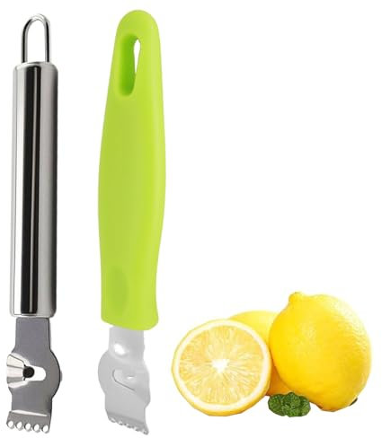 Jimkply 2 pièces Zesteur et éplucheur 2-en-1 pour Citron, Zesteur en Acier Inoxydable pour Agrumes avec Couteau cannelé et Lame dentelée, pour la Garniture de Cocktails, Zeste d'agrumes et Fruits