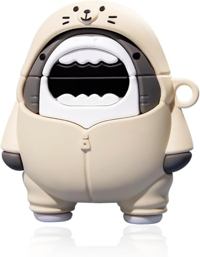 SGVAHY Schutzhülle für AirPods 4, lustiges süßes 3D-Cartoon-Design, Hoodie, Hai, Kawaii, weiche Silikon-Schutzhülle mit Schlüsselanhänger für Frauen und Mädchen