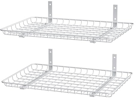 EVERHANGER Garagen-Wandregale, 30,5 x 61 cm, Wandmontage, Metallregal, robustes Regal, Organizer, 2 Stück, Weiß