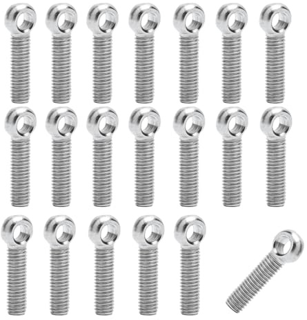 TMZELOA Vis à Œil M5 x 20mm Inox A2-70 DIN444 – 20 Pièces Boulons à Œil Filetés, Œillets Vissés Inoxydables Haute Résistance pour Machines, Automobile, Tuyaux, Vannes et Bricolage