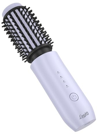 NeuWee Cordless Hair Curling Brush, Mini 3 in 1 Hot Hair Brush with 4 Temperatures, Outdoor Heated Curling Iron and Travel Straighteners, 7000 mAh USB Rechargeable Curling Wand Brush (Purple)