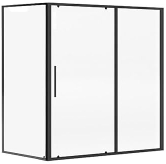 Vente-unique-Duschabtrennung mit Schiebetür Mattschwarz Industriestil - 160 x 80 x 195 cm - TORONI