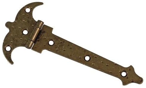 Amig - Charnière Renforcée | Deux Palmes Cuir | Acier Poinçonné | Style: Rustique, Forge pour Portes Battantes Lisses | Entrée et Passage Extérieurs et Intérieurs, et Armoires | Dimensions: 90 x 55 mm