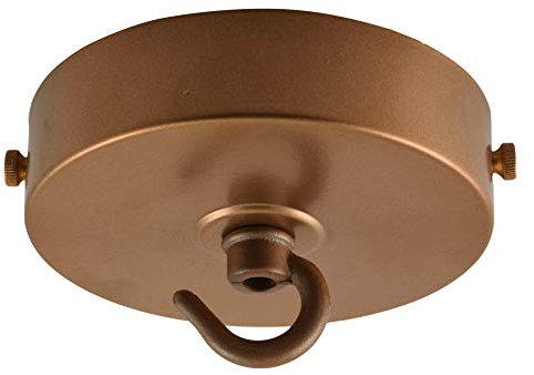 ElekTek Light Fitting Flat Top Lamp Kit with Strap Bracket with Hook 100mm Dia Antique Copper