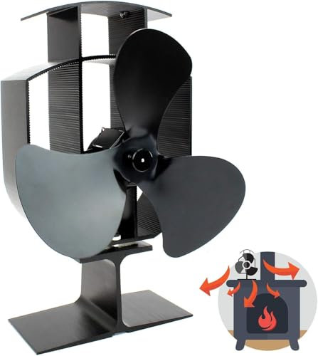 Maison & White 3 Blade Heat Powered Stove Fan | Silent Operation | Fireplace Wood & Log Burner | Log Burner Fire Fan | Increased Efficiency | Safe & Eco Friendly | Energy Saving | M&W