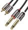 J&D Cable de 2x 6,35 mm a 2RCA, Chapado en Oro [Cáscara de Cobre] [Heavy Duty] 2 x 6,35mm 1/4'' Macho TS a 2 RCA Macho Estéreo Adaptador de Audio y Divisor RCA Cable - 1.8 Meter