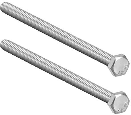 sourcing map Filetage M8 150mm 304 Acier inoxydable Vis à tête hexagonale Fastener 2 Pcs