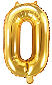 PartyDeco Folienballon Mylar Form '0' NULL Gold 35 cm Geburtstag für Erwachsene
