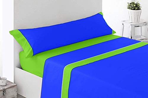 ENERGY COLORS TEXTIL - Excellent 135 - Juego SÁBANAS Completo 3 Piezas Verano Cama 135 x 190-200 cm (Celeste)