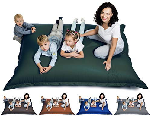 sunnypillow XXL Sitzsack, Sitzkissen aus Kunstleder Outdoor & Indoor 180 x 145 cm mit 380L Styropor Füllung Sessel für Kinder & Erwachsene Sofa Beanbag viele Farben und Größen zur Auswahl Dunkelgrün