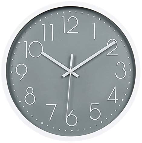 Topkey Wanduhr 12 Modern Lautlos Sweep-Uhrwerk Dekorative Wanduhr Für Wohnzimmer, Schlafzimmer, Küche - Grau