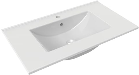 Lavabo encastrado 80, Cerámica blanca, 16,5x81x46 cm