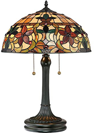 Licht-Erlebnisse Edle Tischlampe FARFALLA 6 Bronze Gold Ø41cm H:58cm 2xE27 Tiffany Design Lampe Wohnzimmer Schlafzimmer
