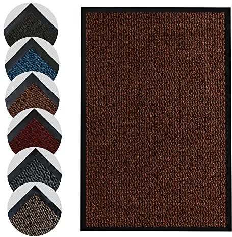 Homatz Indoor Door Mat - Heavy Duty Rubber, Floor and Kitchen Mats - Non Slip, Washable and Dirt Trapper Doormats Super Absorbent Multicolor Barrier Matts (Rust, 40x60cm)