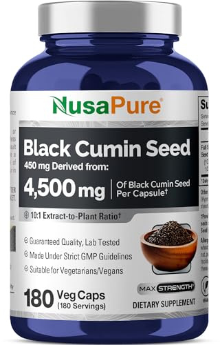 Black Cumin Seed, Vegan, 450mg, 180 Veg Capsules - 180 Servings