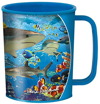 3D LiveLife Drinking Cup - Shark Reef from Deluxebase. 3D Lenticular Ocean Plastic Cup. 300ml Plastic Cups for Kids with Original Artwork Licensed from Renowned Artist, David Penfound
