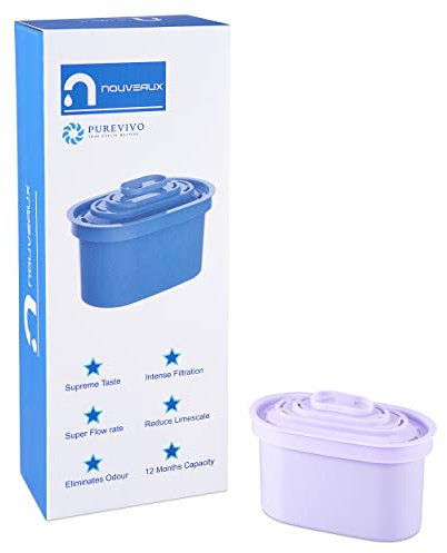 LIVEWATER NOUVEAUX Water Filter Cartridges (4 X 90 Days) .Removes Strong Taste of Chlorine and limescale. Nouveaux jugs only. (Lilac)