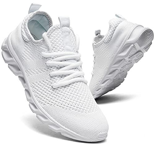 QIJGS Damen Laufschuhe Sneaker Freizeitschuhe Sportschuhe Turnschuhe Fitness Straßenlaufschuhe Trainer Outdoor Sneakers Tennis Jogging Walkingschuhe Gym Schuhe Weiß 38