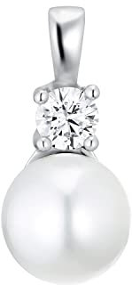 Amor Motivanhänger 925 Sterling Silber Damen Anhänger, mit Zirkonia synth., mit Wachsperle, 1,7 cm, Silber, Kommt in Schmuck Geschenk Box, 2023210