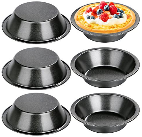 doesnotapply 6 Pack Mini Pie Dishes Quiche Pie Tart Tins Individual Round Pie Tins Non-Stick Coating Quiche Baking Moulds for Baking (12.7x8x3cm)