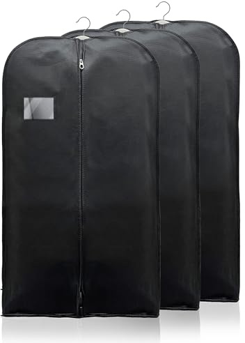 WEDCOVA UK Suit Bags for Men Women Clothes Covers Protector Bags Suit Covers Garment Bags (3, Black)