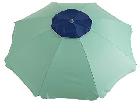 AREMAR Sombrilla de Playa Resistente al Viento Airvent, Protección UV, Varillas de Fibra de Vidrio e Incluye Funda para Transporte (220 cm. Agua Marina)